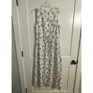 Blu Pepper floral sleeveless button-front midi dress Sz M White Cottagecore